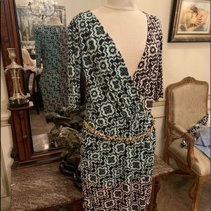 Yoana Baraschi large deep v dress with chain belt